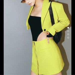 Zara Cut Out Lime Green Blazer - size M